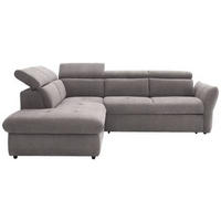 ECKSOFA in Velours Hellgrau  224/254 cm  - Hellgrau/Schwarz, Design, Kunststoff/Textil (224/254cm) - Stylife