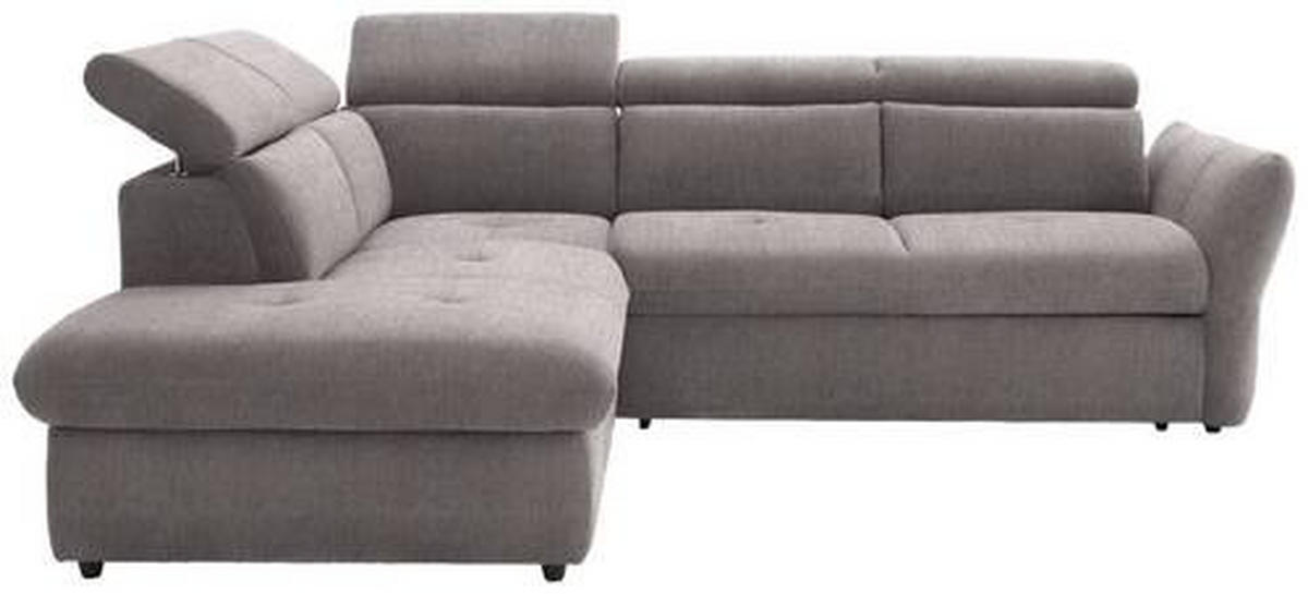 ECKSOFA in Velours Hellgrau  224/254 cm  - Hellgrau/Schwarz, Design, Kunststoff/Textil (224/254cm) - Stylife