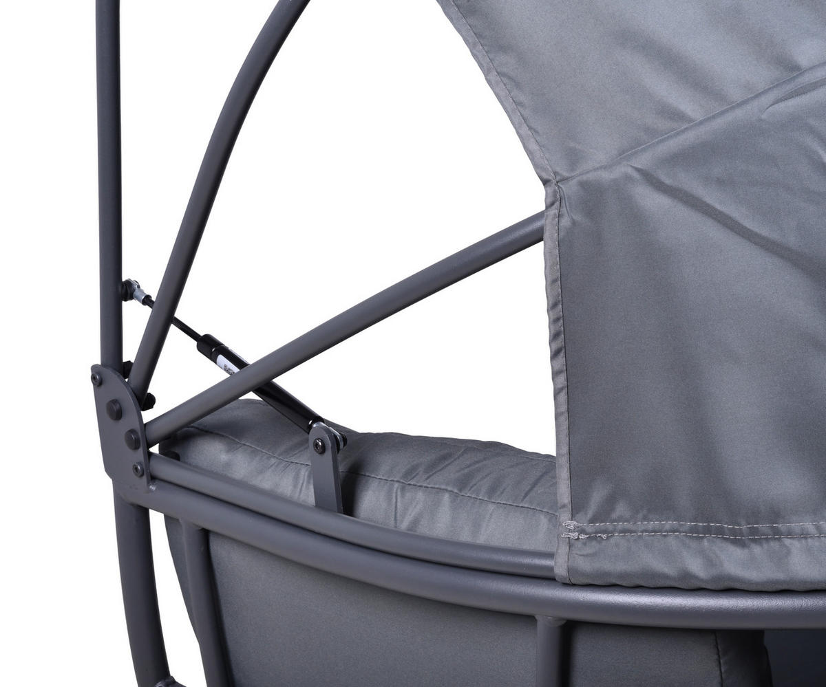 GARTEN-RELAXSESSEL 91/152/77 cm  - Anthrazit/Grau, Basics, Kunststoff/Textil (91/152/77cm) - Gardenson