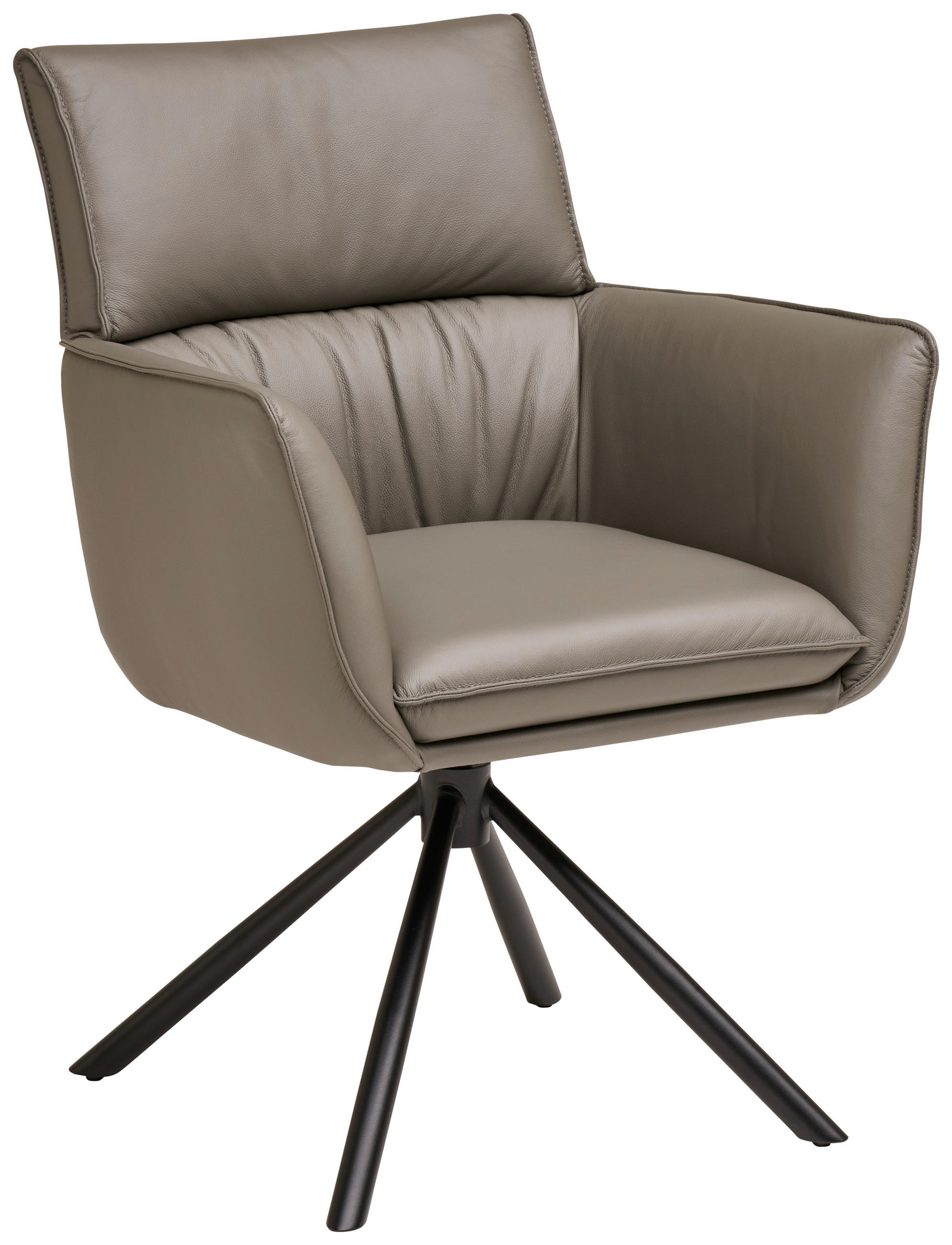 STOLICA S NASLONOM ZA RUKE  tamno siva  koža      - tamno siva/crna, Moderno, koža/metal (64/90,5/64,5cm) - Livetastic