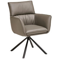 STOLICA S NASLONOM ZA RUKE  tamno siva  koža      - tamno siva/crna, Moderno, koža/metal (64/90,5/64,5cm) - Livetastic
