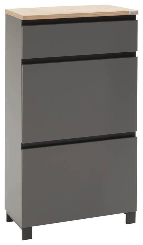 SCHUHSCHRANK Balkeneiche furniert Grau, Eichefarben - Eichefarben/Anthrazit, Design, Holz/Holzwerkstoff (60/108/31cm) - Dieter Knoll