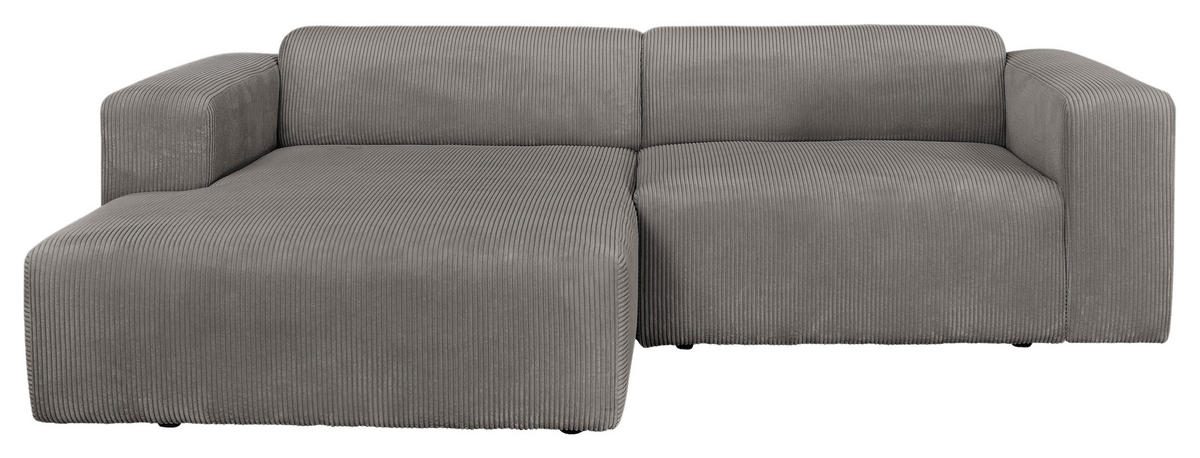 ECKSOFA BASMA in Cord Mokka  175/298 cm  - Schwarz/Mokka, Design, Kunststoff/Textil (175/298cm) - P & B