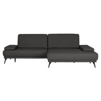 ECKSOFA Echtleder Dunkelgrau  - Dunkelgrau/Schwarz, Konventionell, Leder/Metall (301/180cm) - Joop!