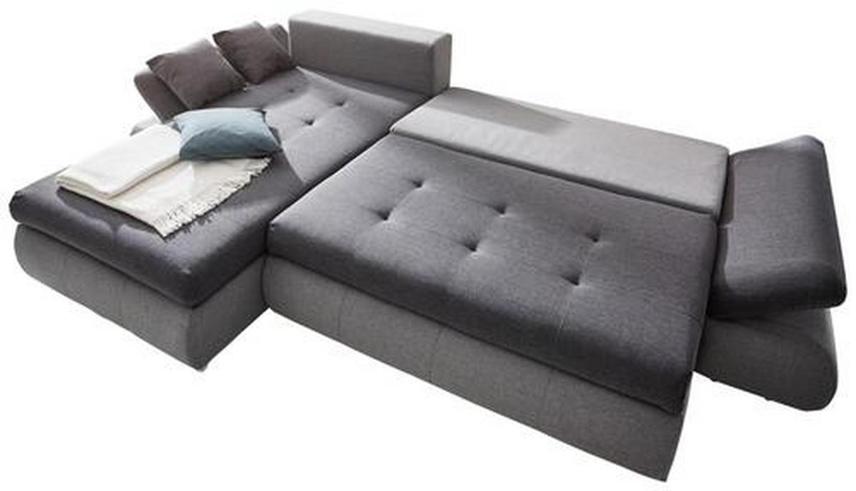 ECKSOFA in Webstoff Hellgrau, Anthrazit  - Chromfarben/Anthrazit, Design, Kunststoff/Textil (302/187cm) - Carryhome
