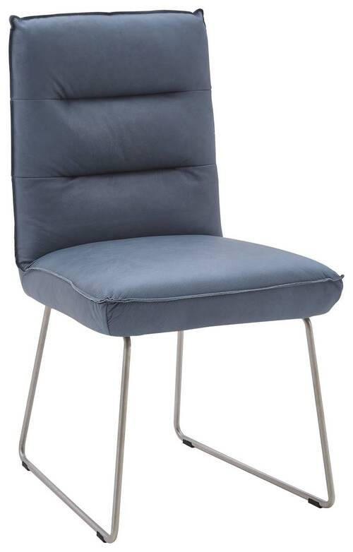 STUHL Echtleder Blaugrau  - Edelstahlfarben/Blaugrau, Design, Leder/Metall (59/93/59cm) - Dieter Knoll