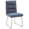 STUHL Echtleder Blaugrau  - Edelstahlfarben/Blaugrau, Design, Leder/Metall (59/93/59cm) - Dieter Knoll
