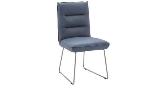 STUHL  in Echtleder pigmentiert Leder  - Edelstahlfarben/Blaugrau, Design, Leder/Metall (59/93/59cm) - Dieter Knoll