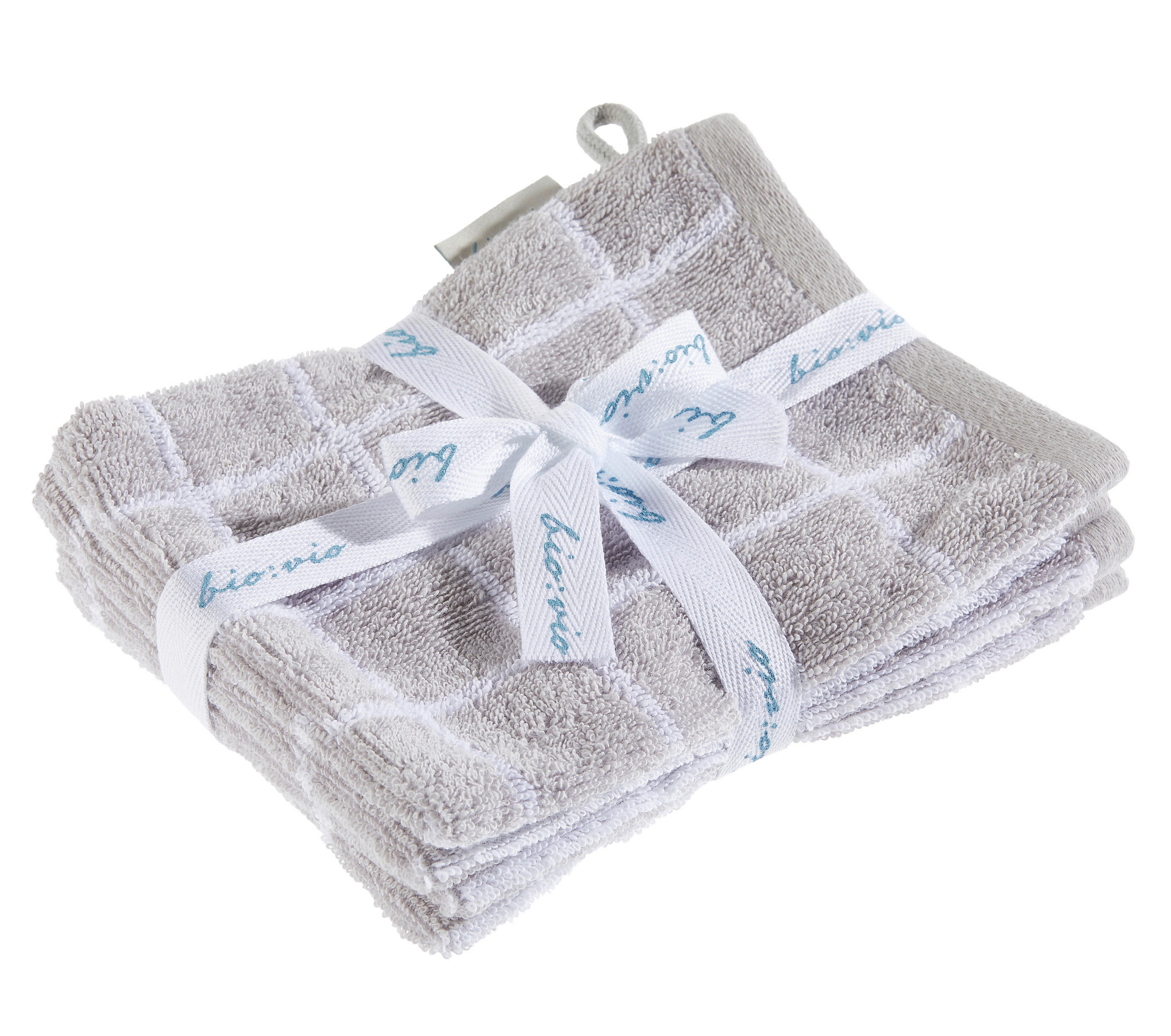 FROTTIERSET Silberfarben, Weiß 4-teilig  - Silberfarben/Weiß, Basics, Textil (16/21cm) - Bio:Vio