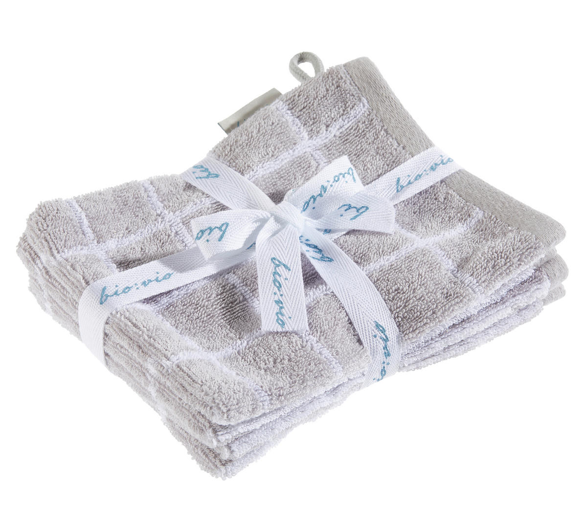 FROTTIERSET Silberfarben, Weiß 4-teilig  - Silberfarben/Weiß, Basics, Textil (16/21cm) - Bio:Vio