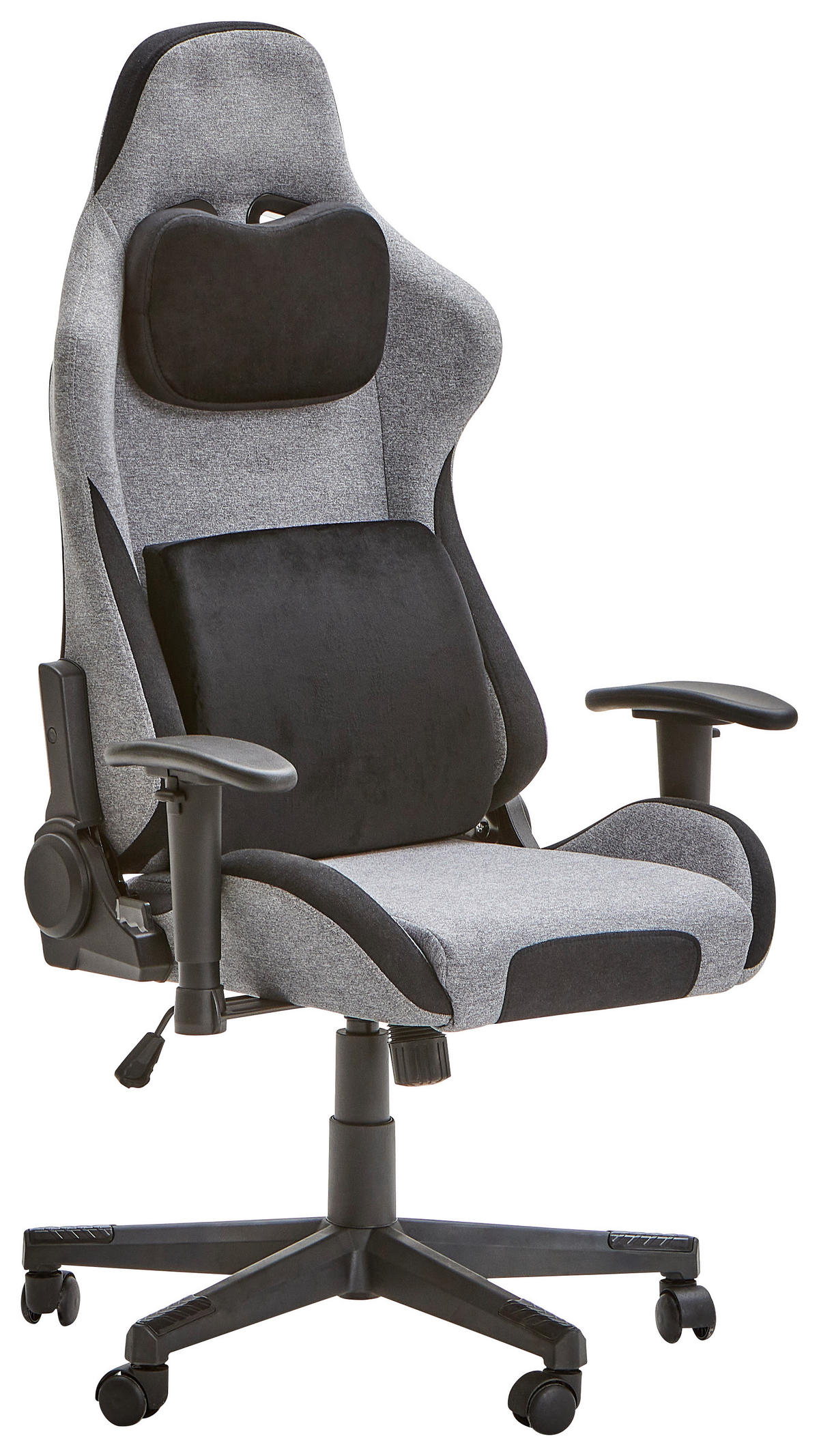 GAMINGSTUHL  in Samt, Webstoff Grau, Schwarz  - Schwarz/Grau, MODERN, Kunststoff/Textil (55/127/68cm) - Livetastic