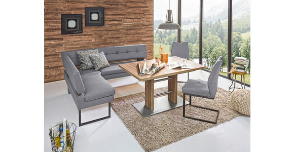 ECKBANK 158/200 cm Mikrofaser Graublau - Graublau/Schwarz, Design, Textil/Metall (158/200cm) - Dieter Knoll