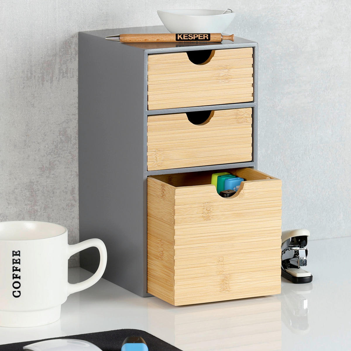 TISCHORGANIZER    14/16/27 cm  - Naturfarben/Grau, Basics, Naturmaterialien/Holzwerkstoff (14/16/27cm) - Kesper