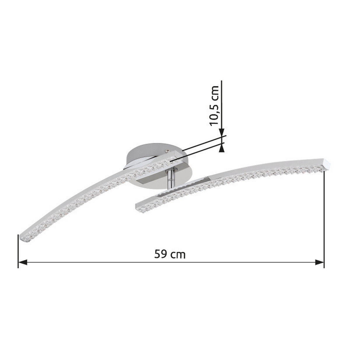 LED MENNYEZETI LÁMPA - króm, Design, műanyag/fém (59/12/10.5cm)