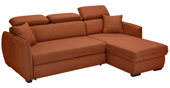 ECKSOFA in Flachgewebe Rostfarben  - Rostfarben/Schwarz, MODERN, Kunststoff/Textil (182/237cm) - Carryhome