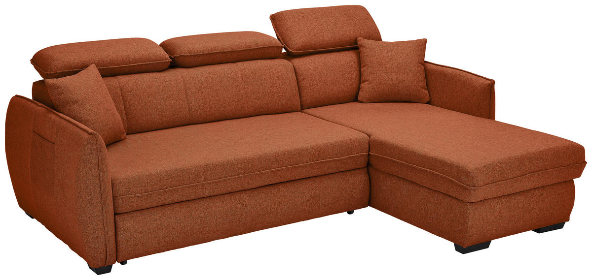ECKSOFA in Flachgewebe Rostfarben  - Rostfarben/Schwarz, Modern, Kunststoff/Textil (182/237cm) - Carryhome