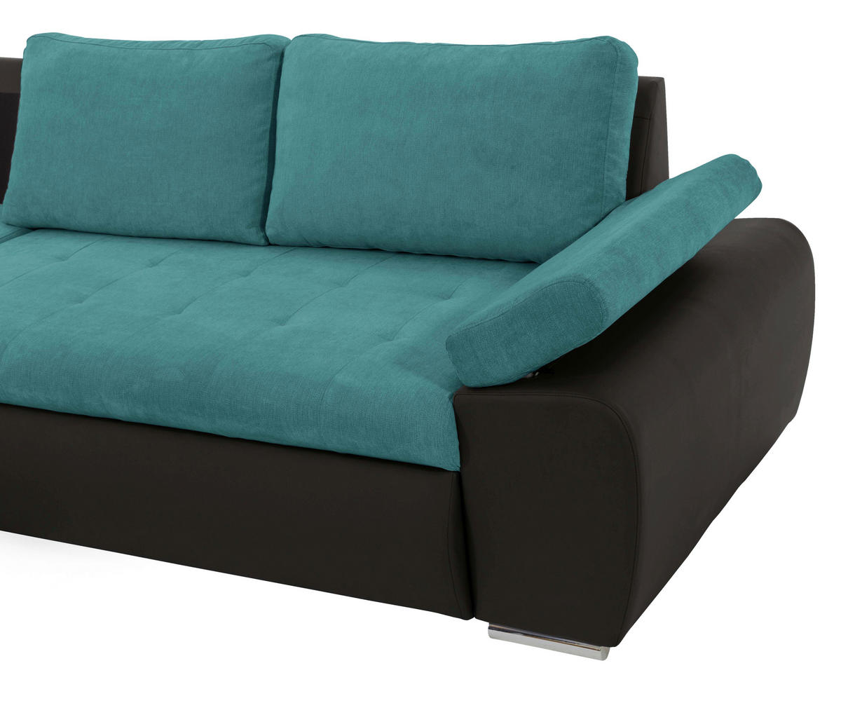 ECKSOFA in Flachgewebe Schwarz, Türkis  - Türkis/Schwarz, Design, Kunststoff/Textil (175/271cm) - MID.YOU