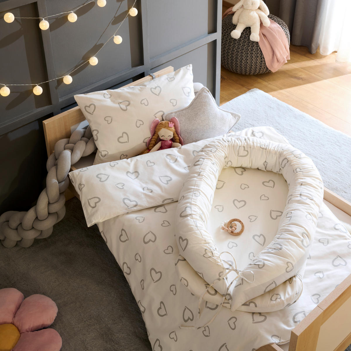 NESTCHEN  80/50/10 cm   - Weiß/Grau, Basics, Textil (80/50/10cm) - My Baby Lou