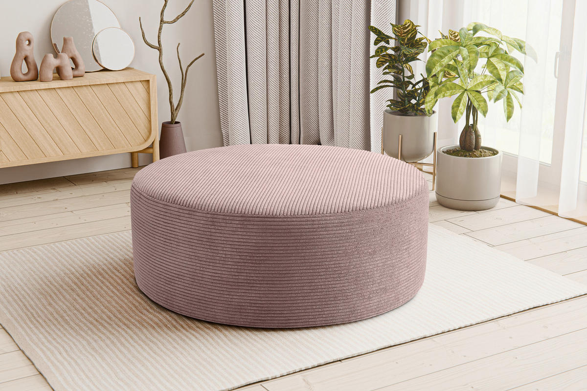 HOCKER KOLO Cord Altrosa  - Schwarz/Altrosa, Basics, Kunststoff/Textil (103/39/103cm) - MID.YOU