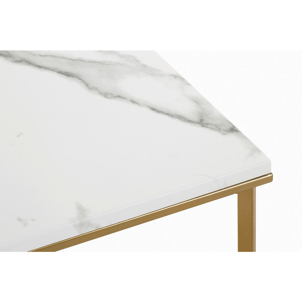 Thumbnail - Xxxl Beistelltisch, Weiß, Gold, Metall, Holzwerkstoff, Marmoroptik, quadratisch, eckig, X-Form, 60x47x60 cm, Wohnzimmer,...
