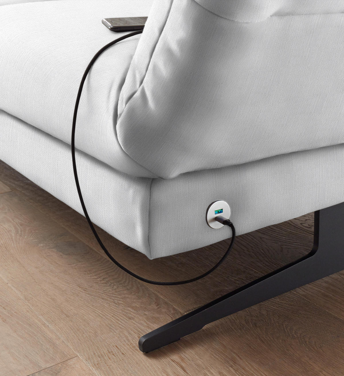 ECKSOFA in Flachgewebe Creme  176-217/279-327 cm  - Creme/Schwarz, Design, Textil/Metall (176-217/279-327cm) - Dieter Knoll