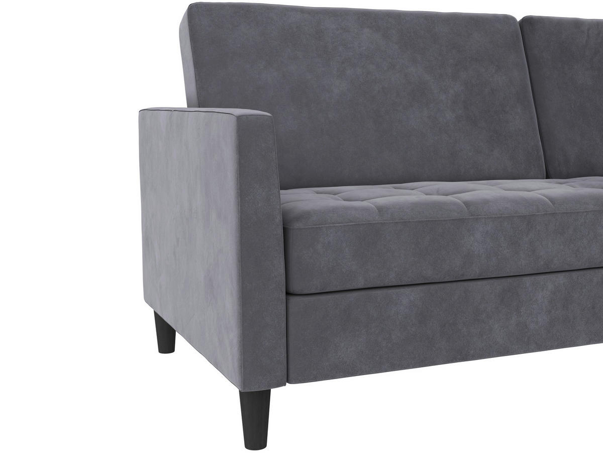 SCHLAFSOFA PALERMO in Velours Dunkelgrau Vintage, Skandinavisch, Modern, Landhaus  - Dunkelgrau/Schwarz, Basics, Kunststoff/Textil (207/86/86cm) - Livetastic
