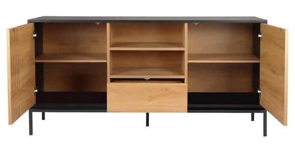 SIDEBOARD Naturfarben, Schwarz  - Schwarz/Naturfarben, Design, Holzwerkstoff (160/80/40cm) - Xora