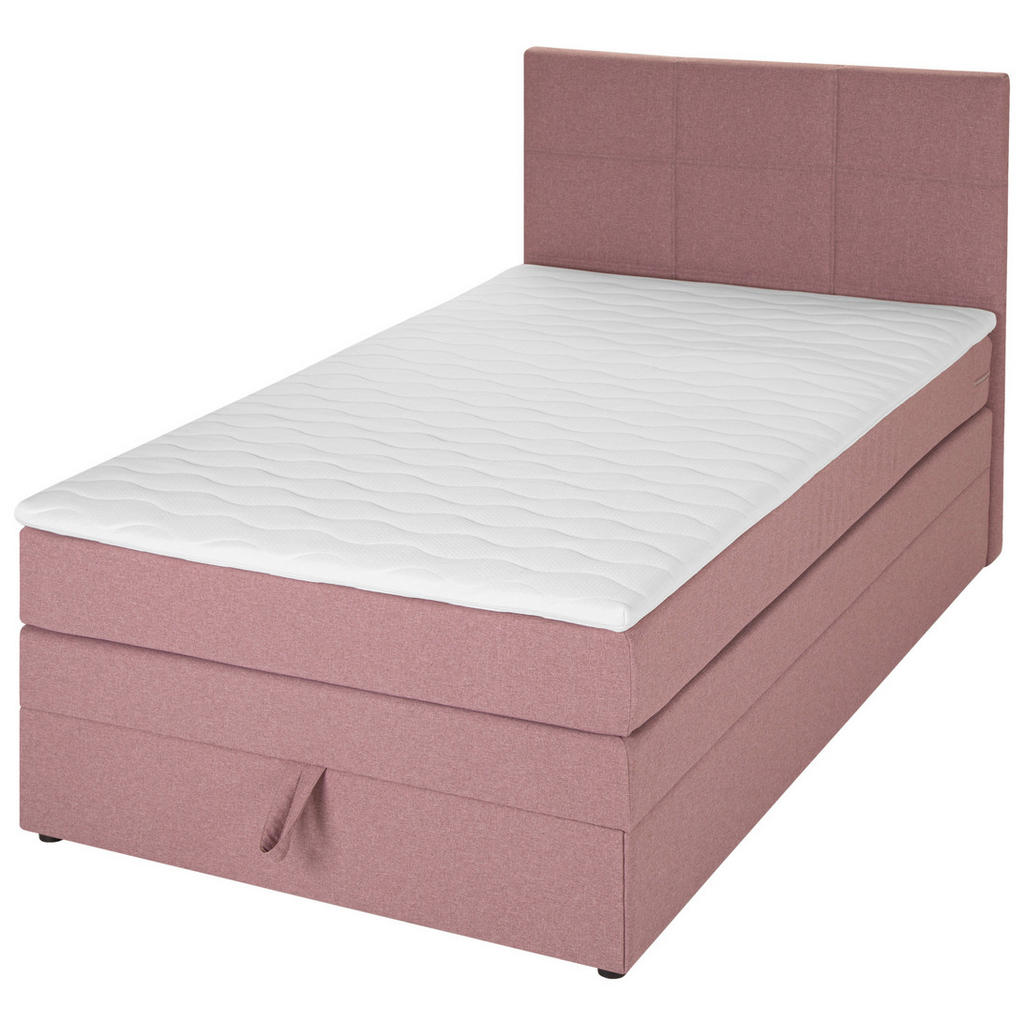 Thumbnail - Welnova Boxspringbett, Altrosa, Textil, H4, Höhe ca. 17 cm, 90x200 cm, gepolstertes Kopfteil, Stoffauswahl, in verschied...