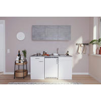 MINIKÜCHE 150 cm   Grau, Weiss  - Weiss/Alufarben, Konventionell, Holzwerkstoff/Kunststoff (150cm) - Respekta