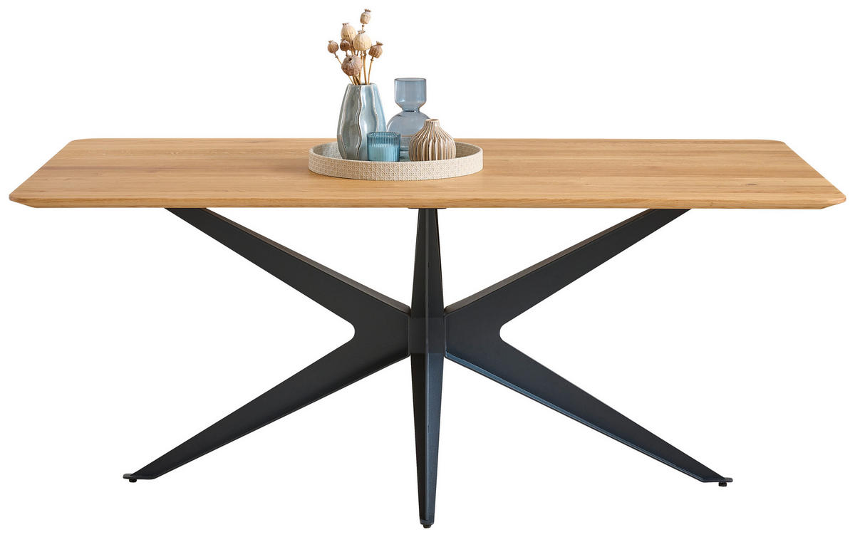 ESSTISCH Holz, Metall 180/95/76 cm  - Wildeiche/Schwarz, Design, Holz/Metall (180/95/76cm) - Dieter Knoll