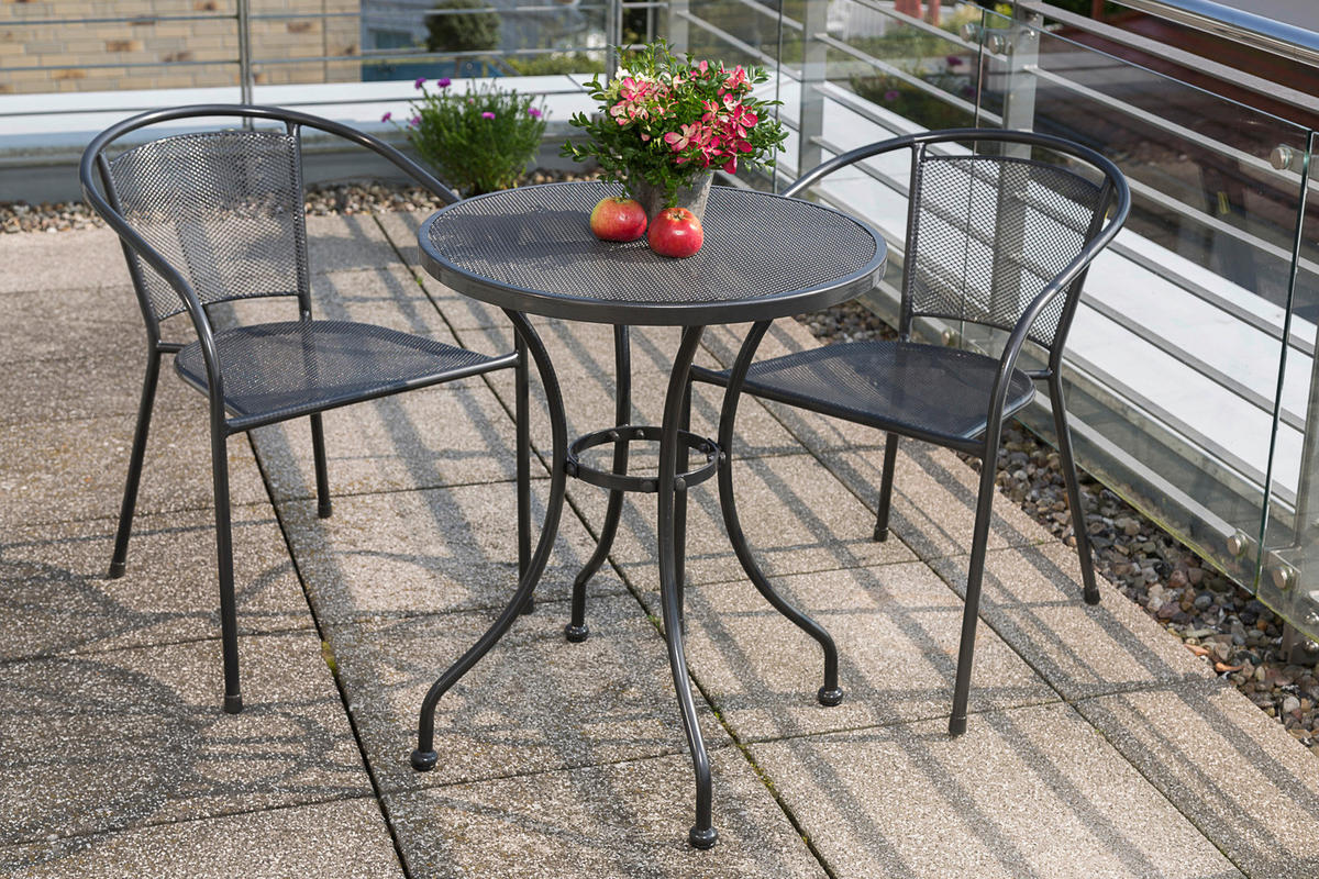 GARTENTISCH Metall Graphitfarben rund  - Graphitfarben, MODERN, Metall (60/60/75cm) - Gardenson