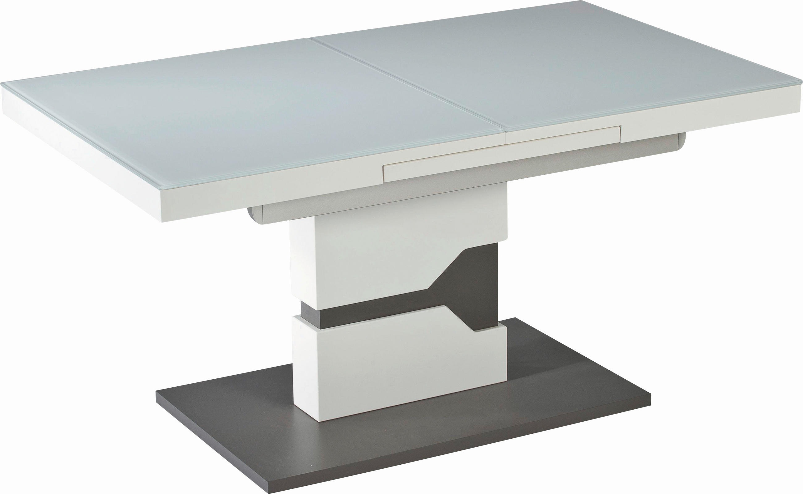 COUCHTISCH in Metall, Glas, Holzwerkstoff 110-150/65/57-76 cm  - Weiss/Grau, Design, Glas/Holzwerkstoff (110-150/65/57-76cm) - Novel