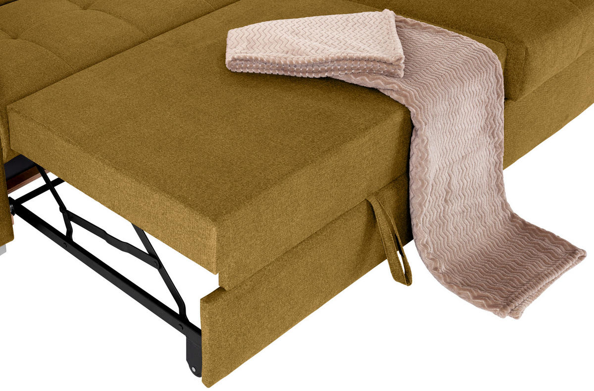 ECKSOFA Ecru Velours  - Ecru/Silberfarben, Design, Holz/Textil (292/183cm) - Livetastic