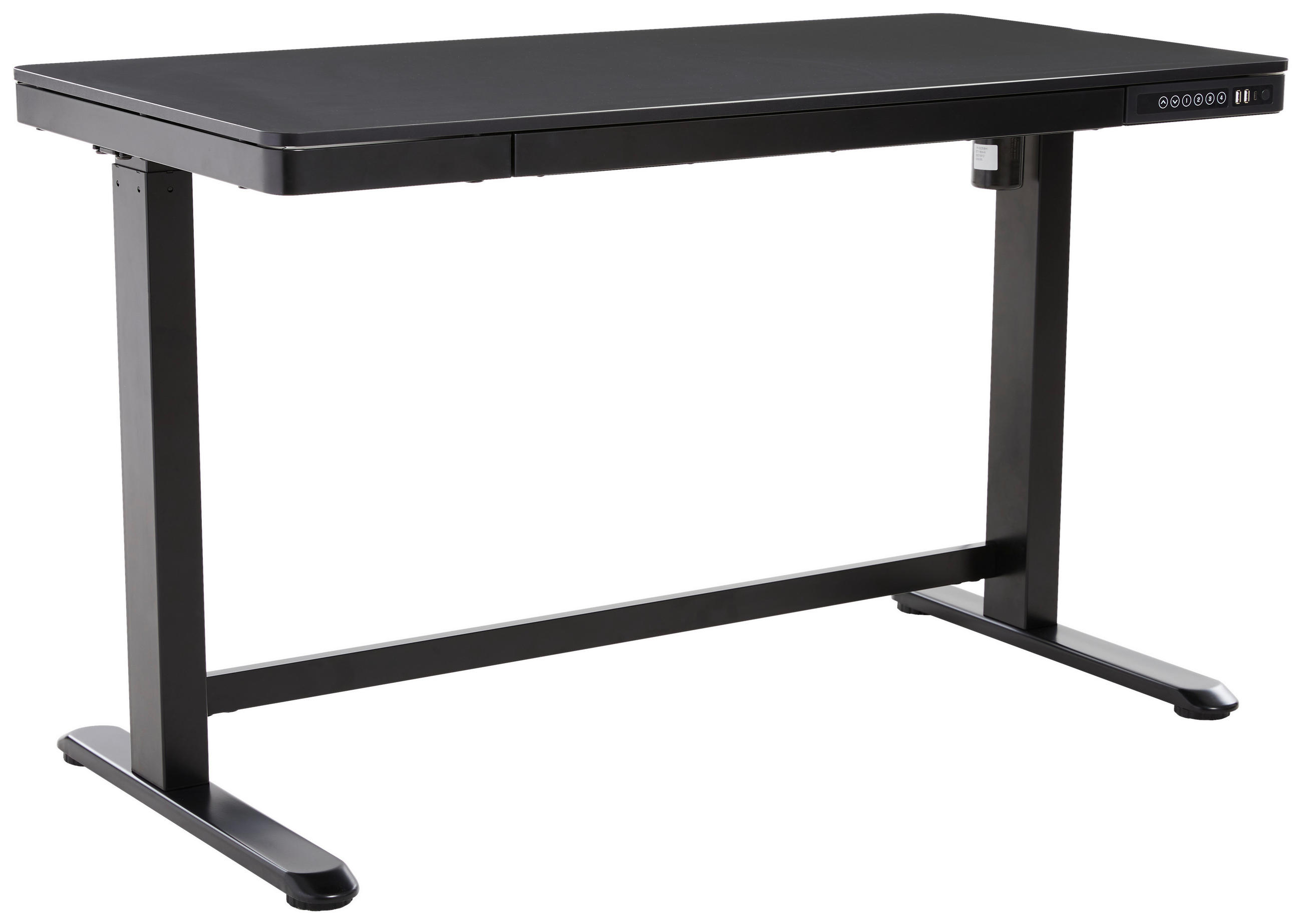 SCHREIBTISCH höhenverstellbar, Stauraum, Memoryschalter - Schwarz, MODERN, Holzwerkstoff/Metall (120/60/72cm) - Livetastic
