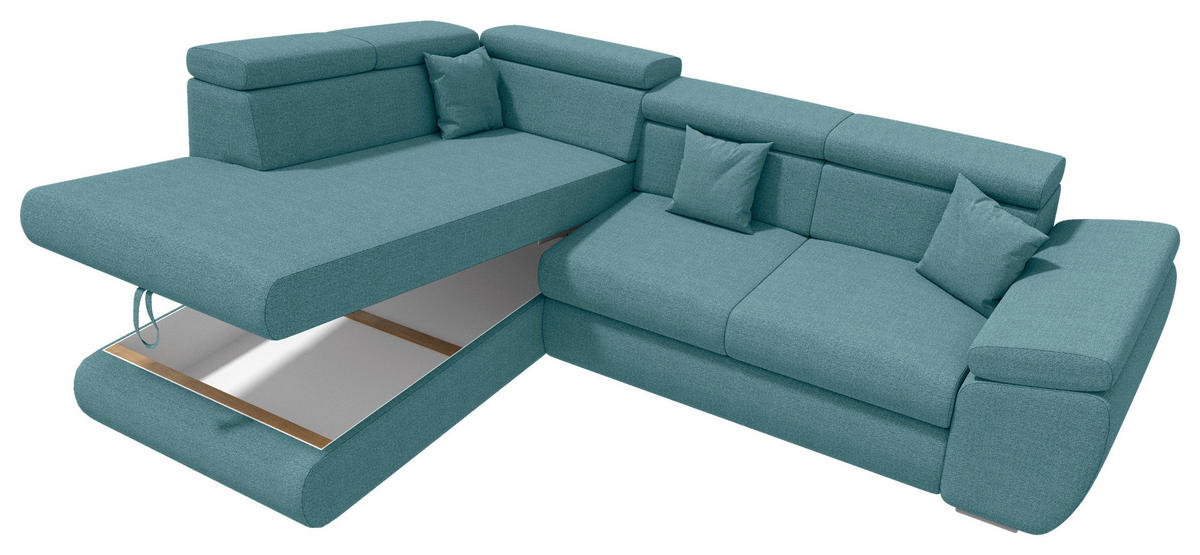 ECKSOFA Petrol Struktur  - Chromfarben/Petrol, KONVENTIONELL, Kunststoff/Textil (205/282cm) - Carryhome