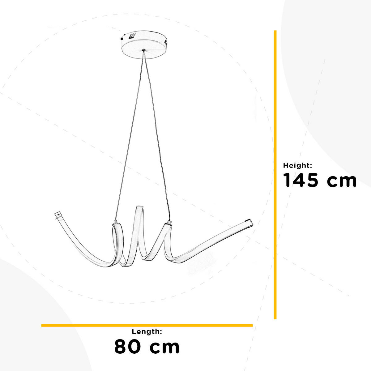 ZÁVĚSNÉ LED SVÍTIDLO, 80/25/145 cm  - bílá, Design, kov (80/25/145cm)