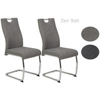 SCHWINGSTUHL-SET 2 Stück  in Stahl Webstoff  - Chromfarben/Grau, MODERN, Textil/Metall (43/98/59cm) - MID.YOU