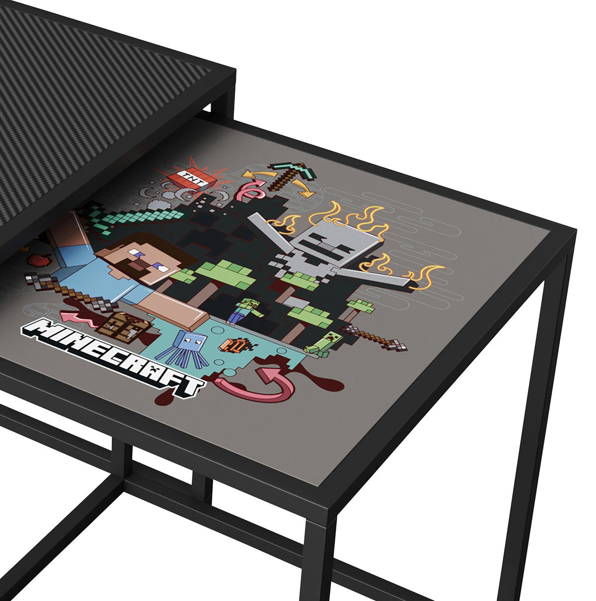 BEISTELLTISCHSET rechteckig Schwarz  - Schwarz, MODERN, Holzwerkstoff/Metall (45/48/45cm) - Minecraft