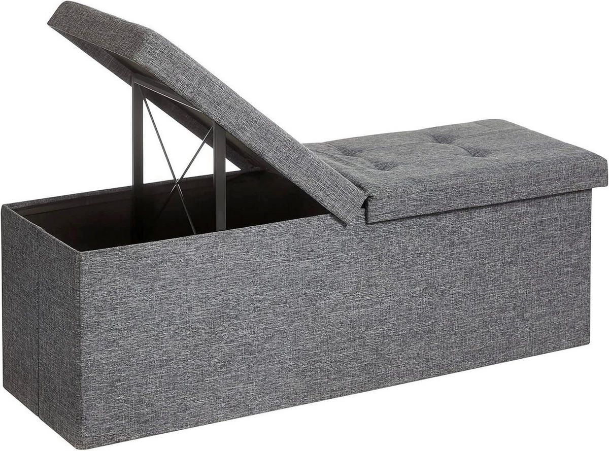 SEDACÍ BOX, textil, kompozitní dřevo, 110/38/38 cm - šedá, Basics, kompozitní dřevo/textil (110/38/38cm)