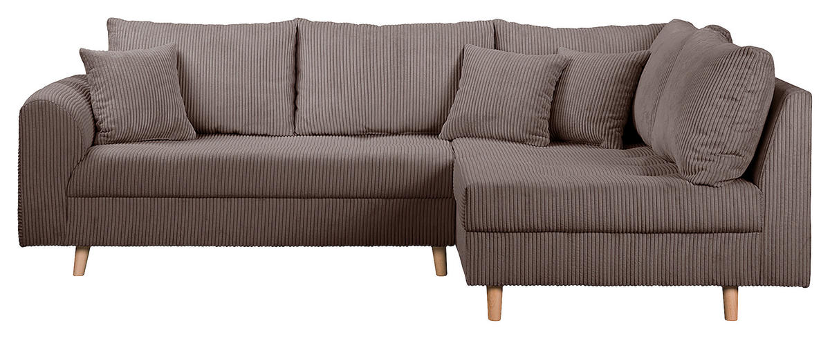 ECKSOFA inkl. Hocker Ariella Braun Cord  - Naturfarben/Braun, Design, Holz/Textil (231/161cm) - Livetastic