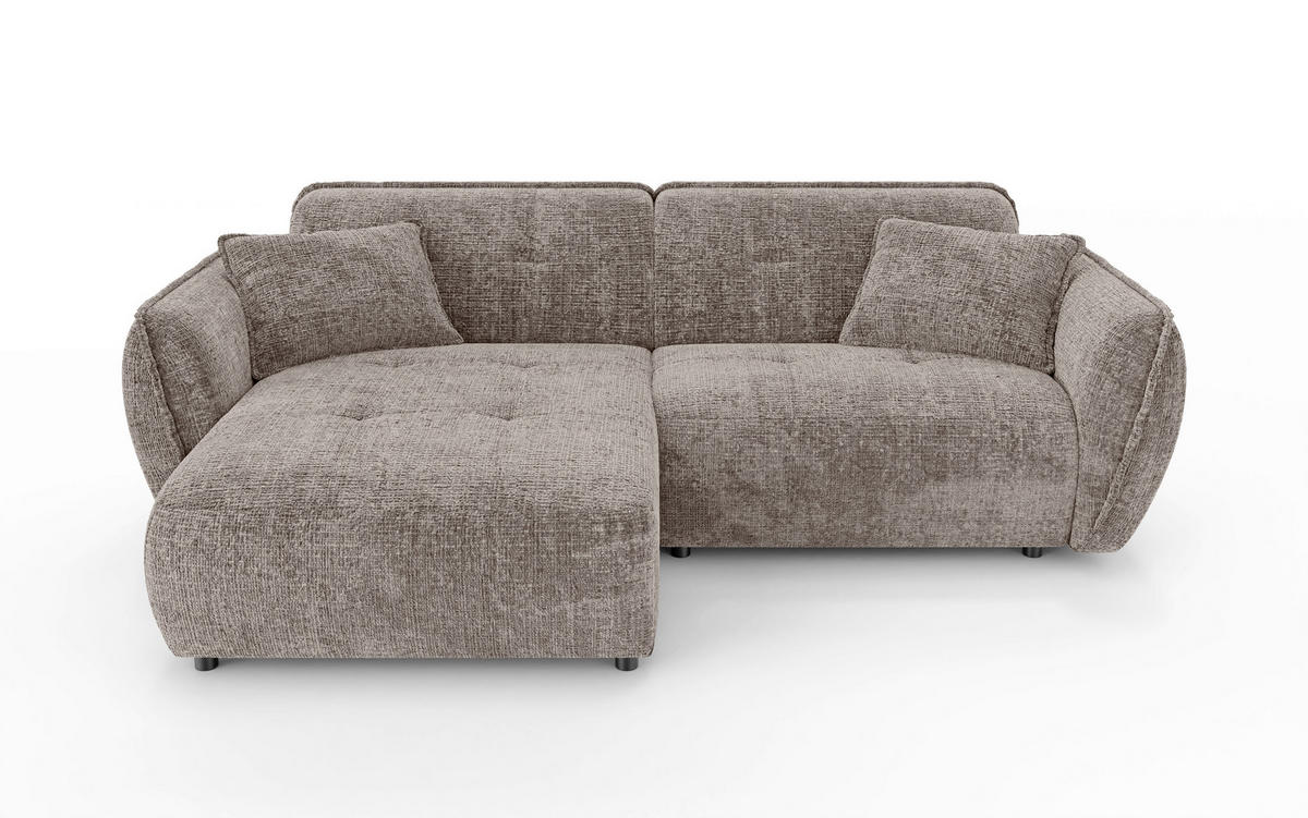 ECKSOFA Nelia Braun Chenille  - Schwarz/Braun, Design, Kunststoff/Textil (155/252cm) - P & B