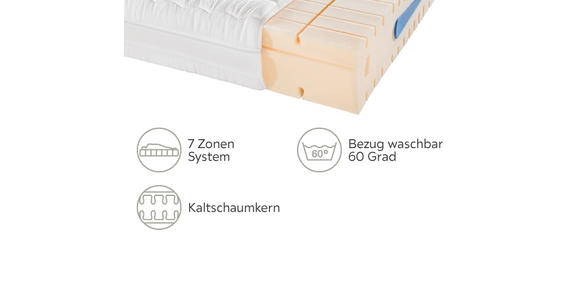 KALTSCHAUMMATRATZE 90/200 cm  - Creme, Basics, Textil (90/200cm) - Novel