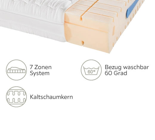 KALTSCHAUMMATRATZE 90/190 cm Höhe ca. 18 cm  - Creme, Basics, Textil (90/190cm) - Novel