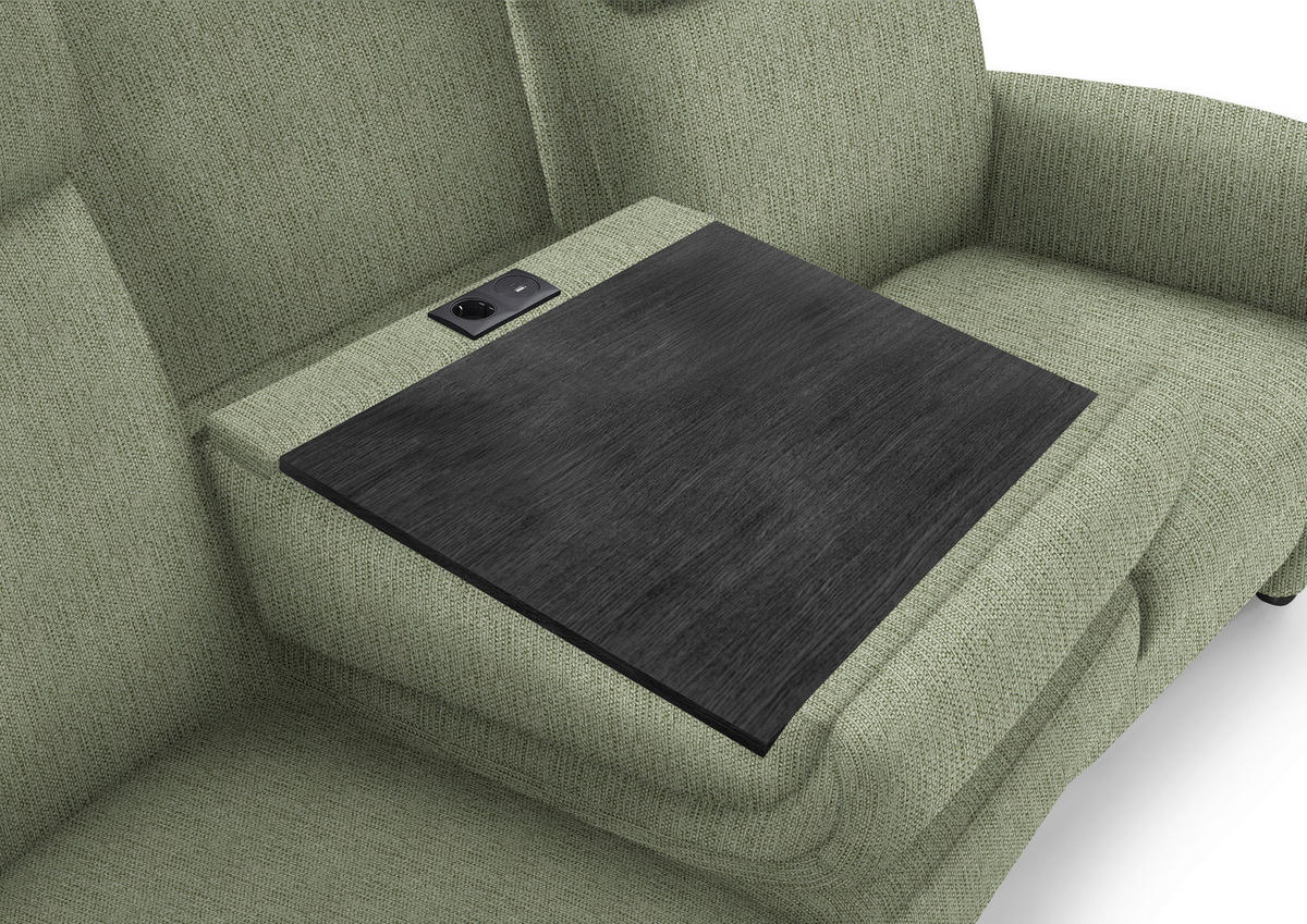 TRAPEZSOFA in Flachgewebe Olivgrün  - Schwarz/Olivgrün, KONVENTIONELL, Textil/Metall (219/107/97cm) - Pure Home Comfort