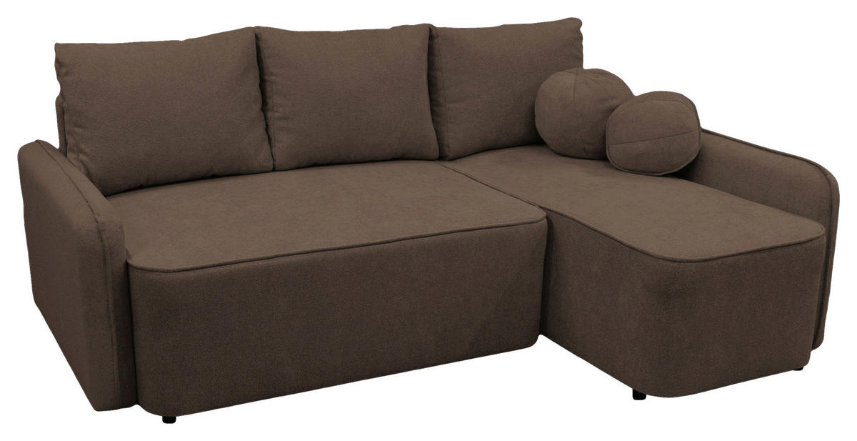 ECKSOFA Braun Struktur, Bouclé  - Schwarz/Braun, Design, Kunststoff/Textil (209/143cm) - MID.YOU