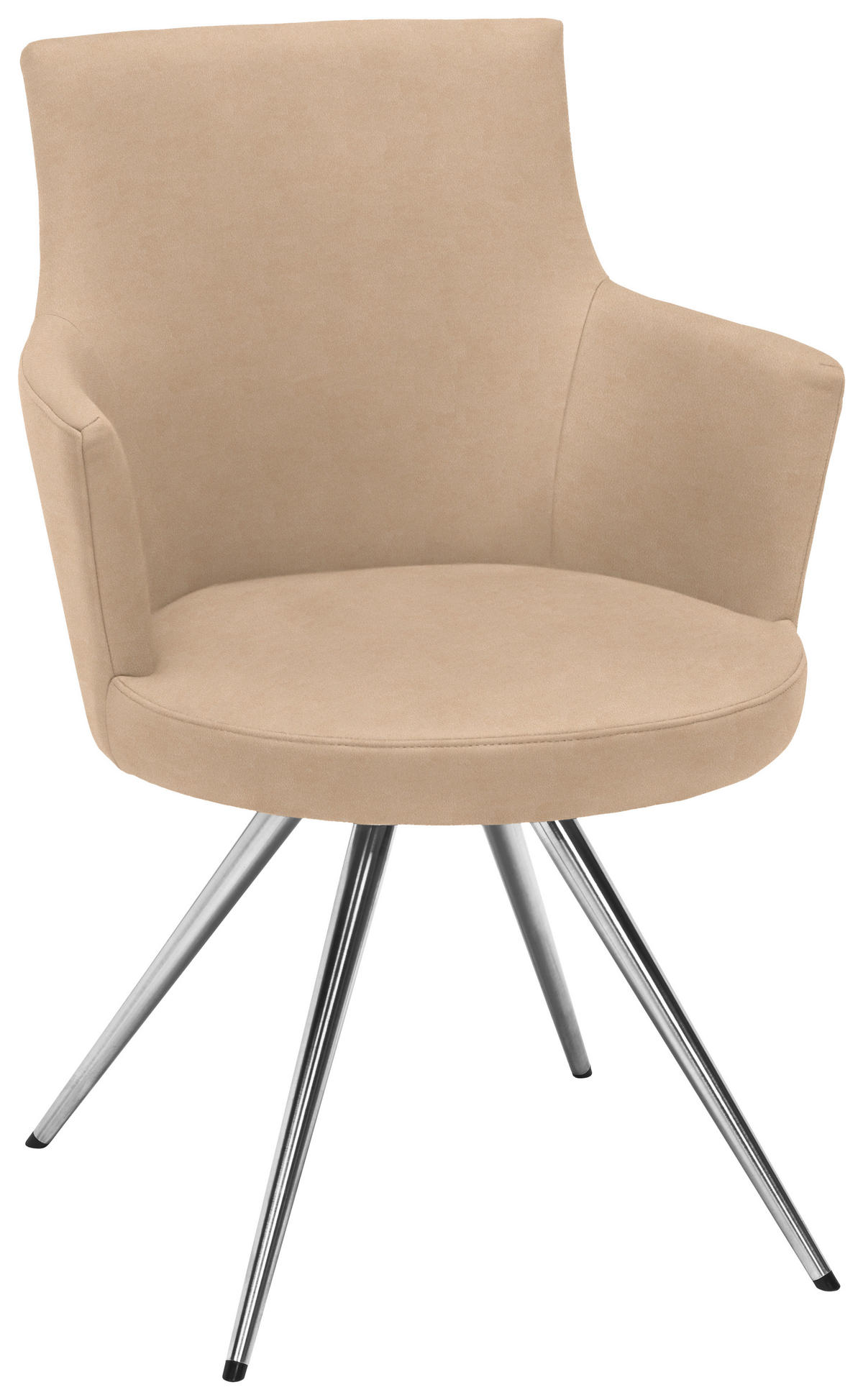 ARMLEHNSTUHL Stahl Lederlook, Mikrofaser  - Hellbraun/Edelstahlfarben, Design, Textil/Metall (60/87/62cm) - Venjakob