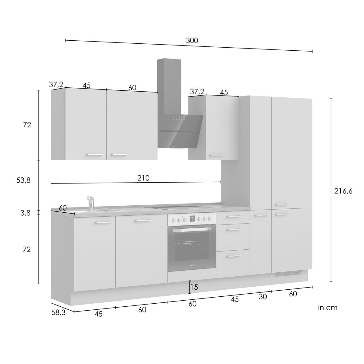 KÜCHENBLOCK Cascada 300 cm  in Eichefarben, Schilfgrün  - Schilfgrün/Eichefarben, MODERN, Holzwerkstoff/Metall (300cm) - Nobilia