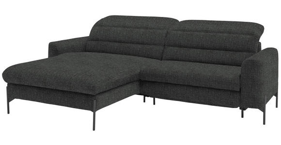 ECKSOFA in Flachgewebe Dunkelgrau 191/252 cm - Dunkelgrau/Schwarz, Design, Textil/Metall (191/252cm) - Dieter Knoll