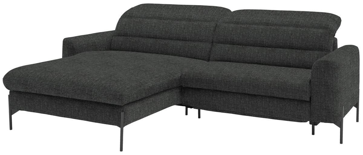 ECKSOFA in Flachgewebe Dunkelgrau  - Dunkelgrau/Schwarz, Design, Textil/Metall (191/252cm) - Dieter Knoll