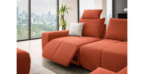 ECKSOFA in Velours Terracotta  - Terracotta/Schwarz, Design, Kunststoff/Textil (326/236cm) - Xora